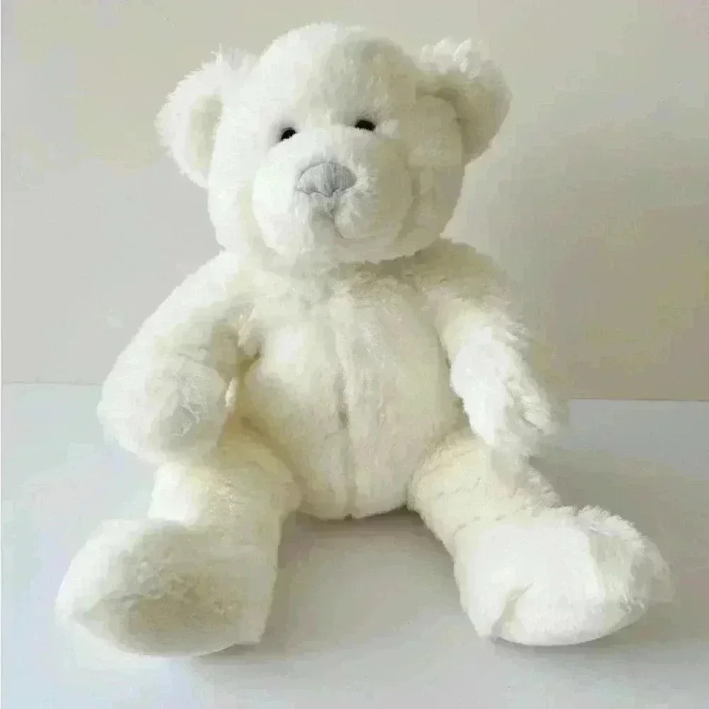 Build a Bear Polar Bear  17"  Plush Black Eyes Stuffed Animal Blue Nose White